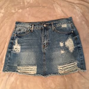 Short Ripped Jean Skirt